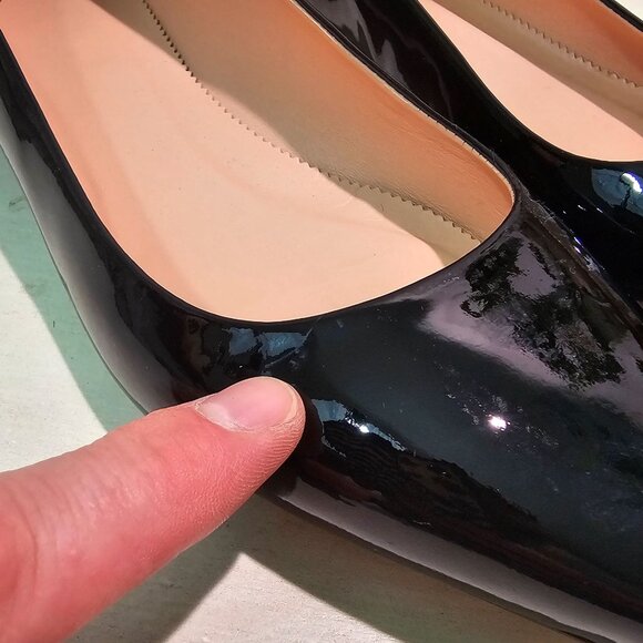 J.Crew Women Sz 11 Black Patent Leather Pointy Toe Flats Classy Chic Dressy Shoe - Picture 11 of 12